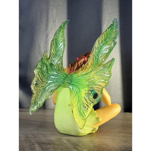 J Tipton Fairy Figurine 9.5in Green Glass Wings Crystal Orb Porcelain Statue NIB - Picture 3 of 15